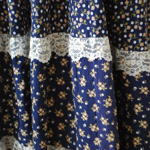 1970’s Gunne Sax Calico Velveteen Prairie Maxi Sundress - Picture 5 of 9